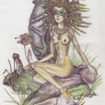 Дюймовочка сидит на инструменте оплодотворения