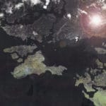 Вид на Крымский полуостров. Образовались 4 острова после мощного землетрясения, вызванного напряжением между людьми.(возможны варианты)