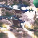 Авиа База-V- уходящая из моря в космос Видны облака от сгорающего топлива 2001.